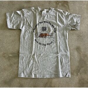 VINTAGE Adidas T Shirt Sz Medium Y2K 90s If You‎ Can't Run With The Big Dogs